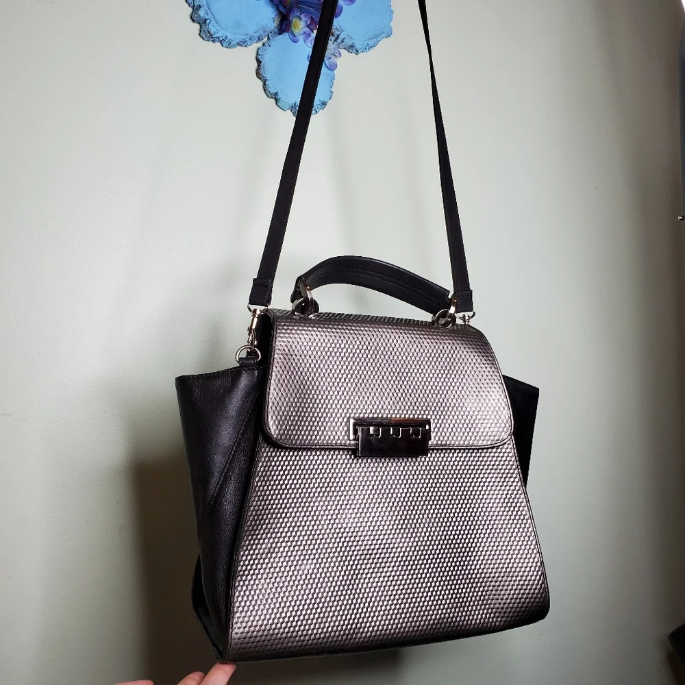 Zac Posen Black and Gunmetal Eartha Satchel